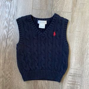 Ralph Lauren Cable-Knit Cotton Sweater Vest -Blue